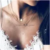 Chokers choker elegante dubbele laag strass Moon hanger ketting ketting vrouwen pailletten chocker colar sleutelbeen sieraden kolye yn437 drop d dhdkw