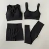 Tenue de yoga sans couture ensemble de yoga côtelé tenues d'entraînement pour femmes 2/4 pièces soutien-gorge de sport taille haute shorts yoga leggings ensembles fitness gym vêtements 230526