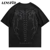 Men's Tracksuits Summer Men Suede Short Sleeve Tshirts Hip Hop Devil Wing Graphic Print T Shirts Punk Gothic Streetwear Harajuku Casual Tops Tees 230529