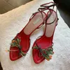 Sandalen Teahoo 2023 Mode Sommer Frauen Süße Blumen Dekoration High Heels Elegante Knöchel Schnalle Dame