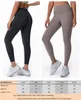 Lycra tyg fast färgdräkt kvinnor yoga byxor hög midja sport gym slitage leggings elastiska fitness lady utomhus sportbyxor