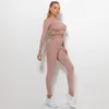 Ioga roupa de ioga 2pcs rastreio contínuo Yoga Conjunto de manga longa Sexy Top High Cídhar Leggings Ginásio Roupas de ginástica 2 Peças Mulheres de roupas esportivas