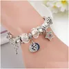 Charm Armband Blue Night Sky och Star Pendant Armband för Pandora 925 Sterling Sier Plated Snake Chain Women Hand Designer Jewelr Dheqo