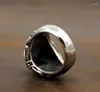 Anillos de racimo Estándar nacional S925 Plata de ley Tailandés Hecho a mano Retro Locomotora Personalidad Hombre Anillo de dedo índice grande