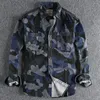 Camisas casuais masculinas vintage American Military Top para homem de camisa impressa de grande porte