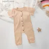 Rompers Baby Boy Clothes Newborn Ribbed Short Sleeve Rompers Toddlers Boys Pajama New Fashion Jumpsuit Unisex Buttons Rompers Overalls T230529