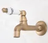 Bathroom Sink Faucets Antique Brass Wall Mounted Single Ceramic Handle Mop Pool Faucet /Garden Water Tap / Laundry Taps Mav314