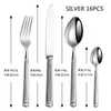 Servis uppsättningar av bestick 16 Gold Steel Table Bell Fork Elegant Vintage Spoon Roman Set Style Knife PCS SLIVER ROLESS EUROPEL EUROPEL