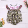 Strampler Neugeborene 0-3T Overall Baby Jungen Kleidung MAMA'S GIRL Stickerei Blase Säuglingsspielanzug Ärmel Shorts Bodysuit Leopardenmuster Outfit T230529