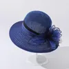 Chapeaux à large bord femmes chapeau mariée mariage thé été chapeau de soleil motif léopard seau noir