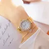 2022 Sukienka zegarek Złota Crystal Diamond ze stali nierdzewnej Srebrny zegar damski Montre Femme G230529