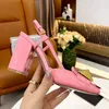 Black leather thick heeled sandals designer summer beautiful high heels fashionable and versatile sexy model women shoes