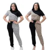 Survêtements pour femmes T-shirt décontracté à manches courtes d'été Ensemble de pantalons pour femmes Tops et pull-over Legging sweat-shirt lâche ensemble de deux pièces