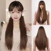 26 inch bangs gradient gray long straight hair chemical fiber high-temperature silk wigs and many styles to choose from supporting customization