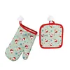 Oven Mitts Christmas Cotton Gloves Xmas Baking Anti 26Cmx16Cm Microwave Insation 17Cm Mat Set Drop Delivery Home Garden Kitchen Dini Dhhoj