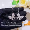 Dangle Earrings Butterfly Lab Diamond 925 Sterling Silver Party Wedding Drop for Women Promise Engagement Jewelry Gift