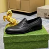 Designers Shoes Luxurious Men Loafers Genuine Leather Brown black Double G Mens Casual Dress Shoes Wedding Shoes with box 38-46