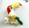 Brooches Parrot Men Women Suits Dress Hat Collar Brooch Pins Scarf Buckle Party Weddings Banquet Gifts W7