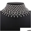 Chokers gargantilhas mulheres mtilayers tamel cristal shinestone colar água gota pendente