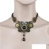 Chokers gargantilha estilo punk vintage pequenas engrenagens de bronze ered borboleta steampunk colar entrega de jóias de jóias pingentes dhmf7