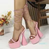 Designer NXY Sandals Gladiator Chunky Platform High Heels Woman Sexy Street Style Ankle Cross-tied Nightclub Catwalk Party Shoes
