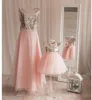 Family Matching Outfits Mother Daughter Dresses Children Beautiful Birthday Party Gowns Kids Clothes With Bow Poshoot Any Size