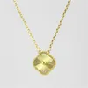 Collana con pendente a doppio trifoglio di marca di lusso, gioielli in acciaio inossidabile placcato oro 18 carati per regalo da donna