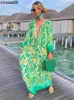 فساتين غير رسمية نساء عتيقة Maxi Designer Dresses Summer Sexy Deep v Deaf Dece Long Sleeve Boho Print Long Bruty Prate Enule Beach Cover Up Ret Summer Summer Skirt