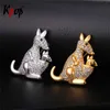 Collane con ciondolo Kpop Cute Kangaroo Colore oro / argento Strass austriaco Trendy all'ingrosso Cartone animato 2 in 1 Usa Pendenti con animali P2499Pendente