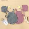 Rompers babymeisjes romper gebreide pasgeboren babykleding mouwloze romper met hoed peuter baby kinderen jongens meisjes warme jumpsuits kleren t230529