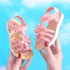 Sandals 2023 New Summer Little Girls Sandals Flower Simple Cute Pink Green Children Sandals Toddler Baby Soft Casual School Girl Shoes R230529