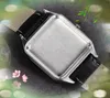 Popular Mens Digital Number Dial Watches 40MM Square Case Leather Belt Clock Quartz Movement Chronograph Vintage Auto Date Business Wristwatch Relogio Masculino