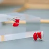 Stud Earrings Christmas Gifts Cute Red Socks Silver Color For Women Girls Simple Trendy Dainty Jewelry