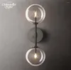 Vägglampa klart glas globe linjär sconce modern retro boll led braass krom svarta nickel lampor vardagsrum sovrum badrum lampor