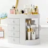 Boîtes de rangement Organisateur de maquillage avec tiroirs à 4 couches Cosmétiques de grande capacité pour les produits de soin de la peau Porte rotative transparente