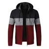 Vestes pour hommes hiver veste pour hommes épais chaud Cardigan décontracté manteau à capuche polaire manteaux en cachemire automne dégradé tricoté fermeture éclair Patchwork