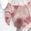 プルオーバー韓国幼児の女の子のハートセーター服コットンピンクのカーディガン長袖冬1歳の誕生日ジャンパー生まれ幼児