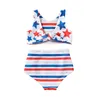 Roupas Conjuntos de roupas FocusNorm 0-4Y Toddler Kid Girl Bikini Swimsuit Star Stareless Estrela listrada Surfras de colete de praia para o Dia da Independência