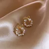 Fashion Style Pearl Bow Stud Earring Round Studs For Women Wedding Party Gift High Quality