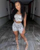 Tracksuits voor dames Moovook 2023 Zomer Persoonlijkheid Spaper Patroon Afdrukken Midriff Outfit Tube Top Hoge Hoge Taille Flatterende shorts Tweedelige broek