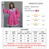 Ny modeavtryck Women Dress 2024 Casual Chic Doll Collar Lantern Sleeve Mini Dresses Elegant Loose Patchwork Female Dress