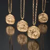 Kedjor rostfritt stål 12 stjärntecken hänge halsband för kvinnor guldpläterade konstellationer lyckliga horoskop vintage smycken