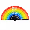 CM Customized Large Folding Hand Fan Party Gunst mit personalisiertem Design gedruckter schwarzer Bambus Satin Seidenstoff