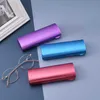 Estuches para gafas de sol Bolsas Estuche pequeño para anteojos Caja de almacenamiento portátil de compresión de miopía esmerilada de aleación de aluminio óptico