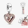 Charms 925 Sterling Sier oro rosa cuore lucchetto doppio fascino per Pandora braccialetto serpente gioielli fai da te ragazza regalo fare consegna di goccia Dhznq