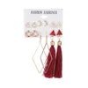 Boucles d'oreilles pendantes plage rouge foncé gland creux doré lune Triangle cercle simulé perle femmes goutte 6 paires/ensemble