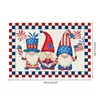 Table Mats Independence Day Placemat Check Plaid American Flag Gnome Patriotic Mat M6CE