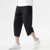 Short élégant pour hommes, pantalon court, taille élastique, jambes larges, confortable, ourlet irrégulier, vêtement pour hommes