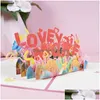 Wenskaarten 3D Pop Up Valentine Love You More Gift Card Ansichtkaarten Met Envelop Drop Delivery Home Garden Feestelijke feestartikelen E Dhpqq