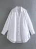 Women's Blouses Shirts Women Clothing 2023 Collared V Neck Front Patch Pocket Button Up White Shirt Blouse Long Sleeve Casual Oversized